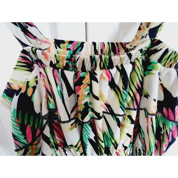 Pure Energy L Dress Short Colorful Gathered Waist Removable Straps Ruffle Vtg - Picture 5 of 8